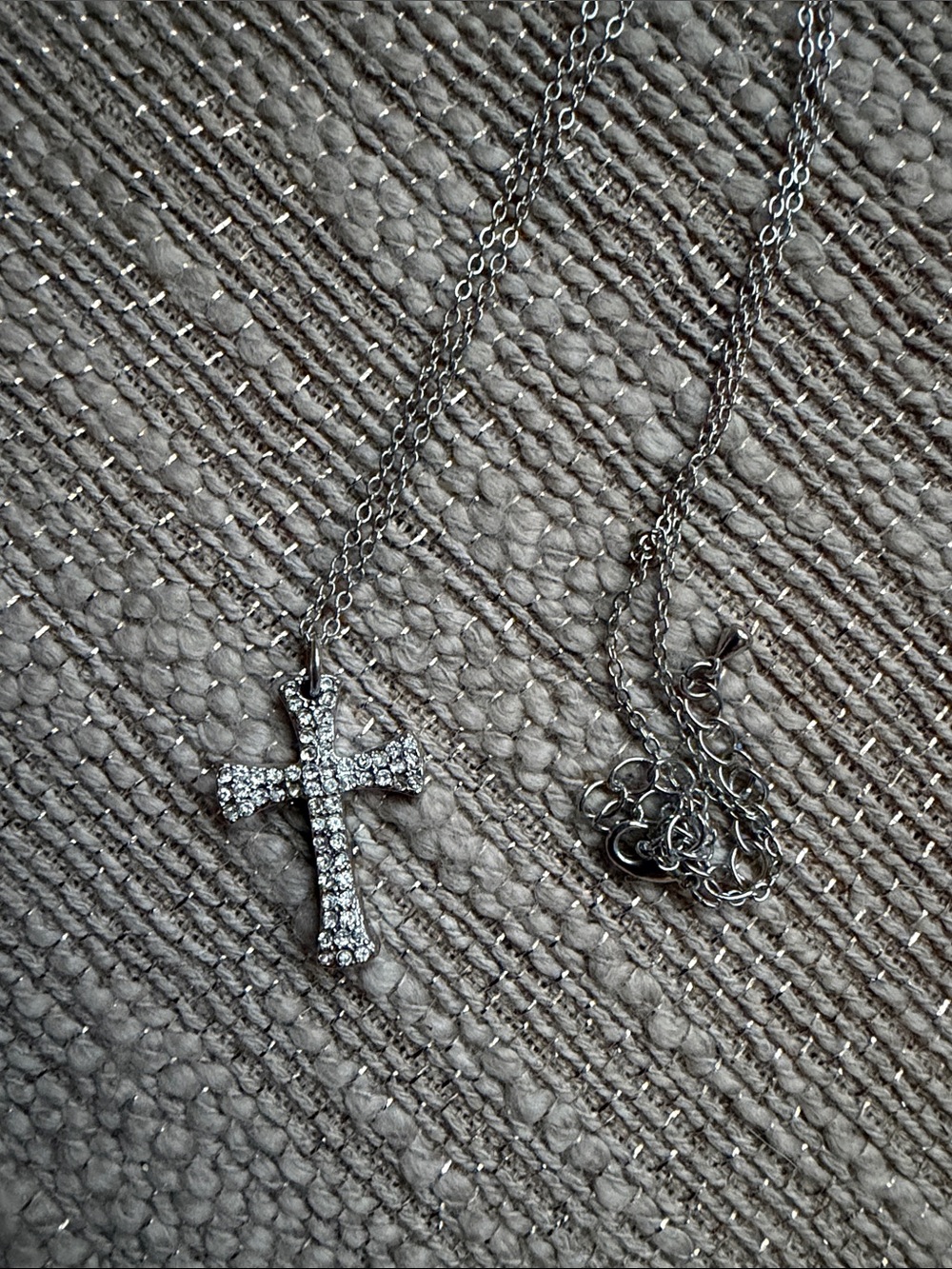 Silver Crystal Cross Pendant Necklace - Women Jewelry